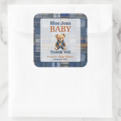 Patchwork Western Denim Bear Blue Jean Baby Shower スクエアシール (バッグ)