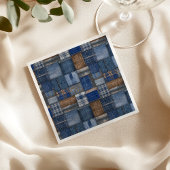 Patchwork Western Denim Bear Blue Jean Baby Shower スタンダードカクテルナプキン