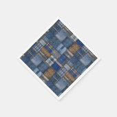 Patchwork Western Denim Bear Blue Jean Baby Shower スタンダードカクテルナプキン (角)