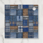 Patchwork Western Denim Bear Blue Jean Baby Shower フェイバータグ (裏面)