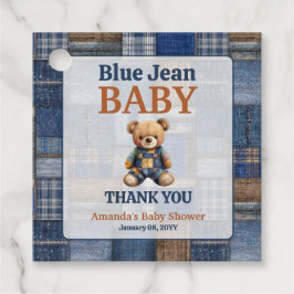 Patchwork Western Denim Bear Blue Jean Baby Shower フェイバータグ