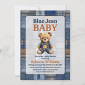 Patchwork Western Denim Bear Blue Jean Baby Shower 招待状 (正面)
