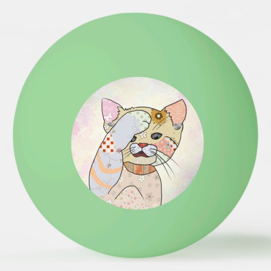 Patchworkkatze Tischtennisball 卓球ボール (正面)