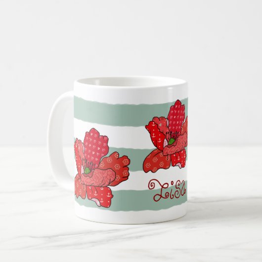 Patchworkmohn Kaffeetasse, personalisiert コーヒーマグカップ (正面左)