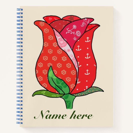 Patchworkrose、personalisiert Notizblock ノートブック (正面)
