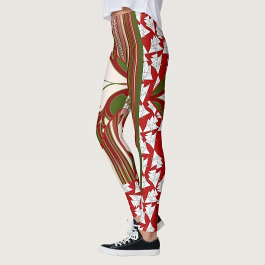 Patchy Stripes Christmas Party Leggings レギンス (左)