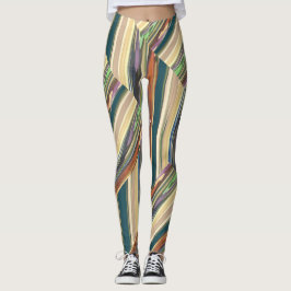 Patchy Stripes Green Leggings レギンス