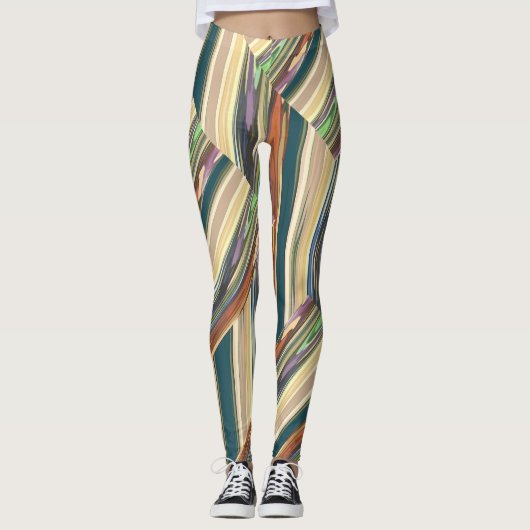 Patchy Stripes Green Leggings レギンス (正面)