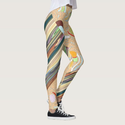 Patchy Stripes Green Party Leggings レギンス (右)