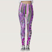 Patchy Stripes Pink Green Leggings レギンス (正面)
