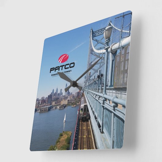 PATCOフィラデルヒィアのスカイラインの柱時計-正方形 スクエア壁時計 (傾斜)