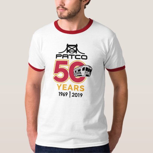 PATCO 50周年記念ロゴレッドリンガーティー Tシャツ (正面)
