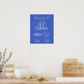 Patent Sailing Vessel Blueprint ポスター (キッチン)