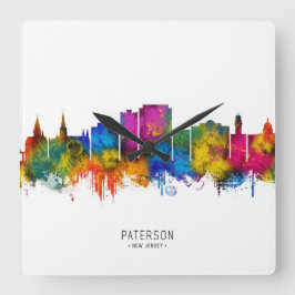 Paterson New Jersey Skyline スクエア壁時計