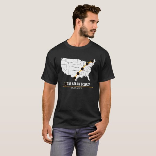 Path of Totality Map America Eclipse Shirt April 8 Tシャツ (正面フル)