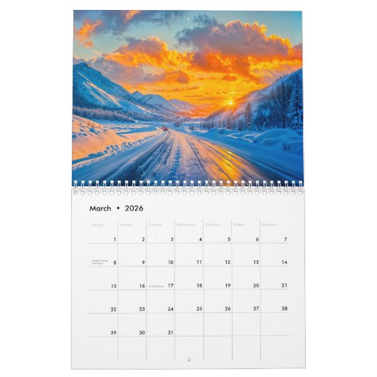 Paths of Serenity – 2026 Scenic Road Calendar カレンダー (3月 2026)
