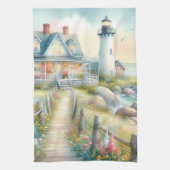 Pathway to the Lighthouse Coastal Cottage キッチンタオル (縦)