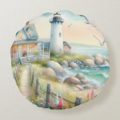 Pathway to the Lighthouse Coastal Cottage ラウンドクッション (裏面)
