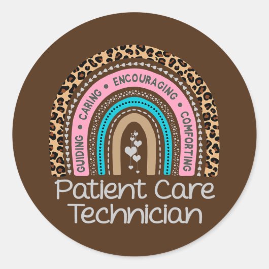 Patient Care Technician Rainbow PCT Tech Nurse ラウンドシール (正面)