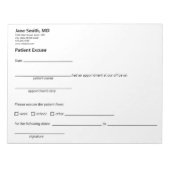 Patient Excuse Doctor Office Black White Template ノートパッド (正面)