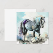 Patient Shire Horse Watercolour サンキューカード (正面/裏面)