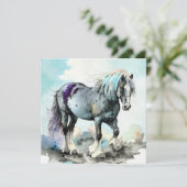 Patient Shire Horse Watercolour サンキューカード (スタンド正面)