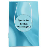 Patina Blue Soft Glow Gradient Abstract ミディアムペーパーバッグ (正面)