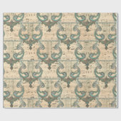 Patina HarpsとMusic Notes on Cream ラッピングペーパー (フラット)