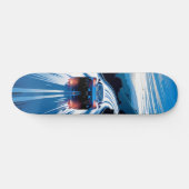 Patineta Carro Azul en Carretera Mojada スケートボード (横)