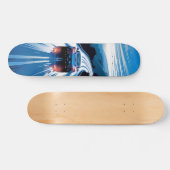 Patineta Carro Azul en Carretera Mojada スケートボード (横)
