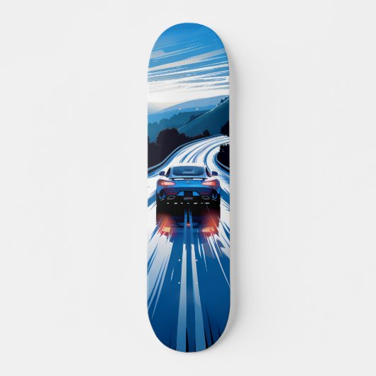Patineta Carro Azul en Carretera Mojada スケートボード (正面)