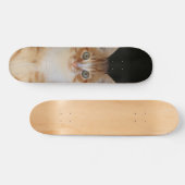 Patineta Gato amarillo Y Blanco Atento スケートボード (横)