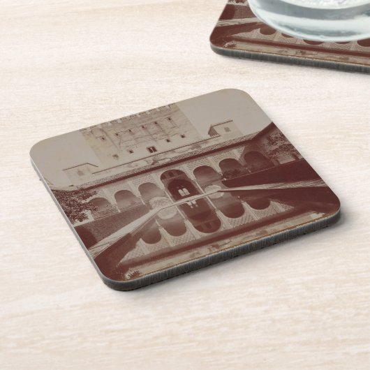 Patio de los Arrayanes、アルハンブラ、c.1875-80 (セピア色 コースター (左側)