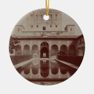 Patio de los Arrayanes、アルハンブラ、c.1875-80 (セピア色 セラミックオーナメント