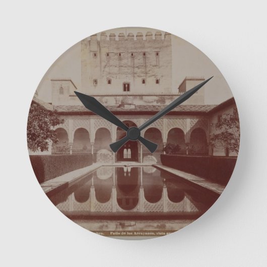 Patio de los Arrayanes、アルハンブラ、c.1875-80 (セピア色 ラウンド壁時計 (正面)