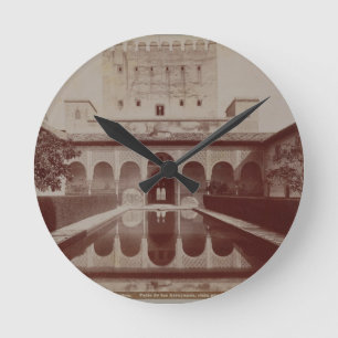 Patio de los Arrayanes、アルハンブラ、c.1875-80 (セピア色 ラウンド壁時計