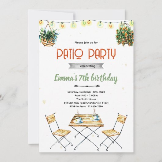 Patio party Invitation 招待状 (正面)
