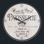 Patisserie French Clock, Antique White French Deco ラージ壁時計<br><div class="desc">This vintage look clock will add French flair to any room. The black on distressed white background is rich,  yet neutral to work with any color decor.
FionaStokes Gilbert
All Rights Reserved</div>