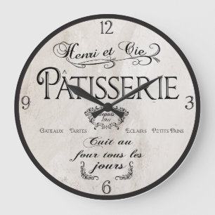 Patisserie French Clock, Antique White French Deco ラージ壁時計