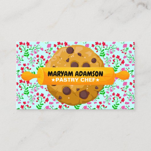 Patisserie Rolling Pin Cookies | Floral Bakery 名刺 (正面)