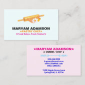 Patisserie Rolling Pin | Floral Bakery Logo Slogan 名刺 (正面/裏面)