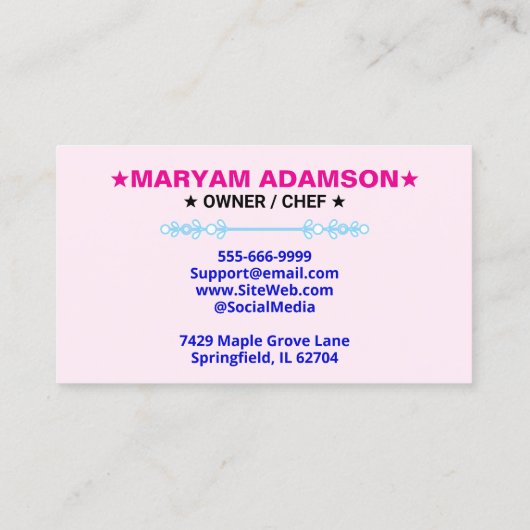 Patisserie Rolling Pin | Floral Bakery Logo Slogan 名刺 (裏面)