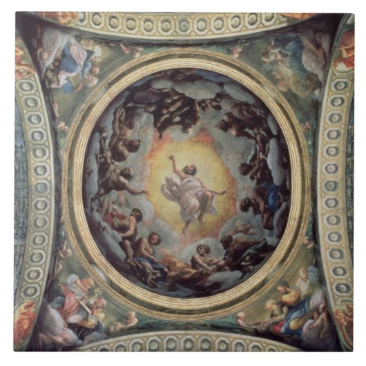 Patmos 1520-23年の聖ヨハネの視野(フレスコ画) タイル (正面)