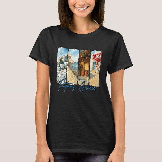 Patmos Greece Traveling Trip Brushstroke Souvenir  Tシャツ (正面)