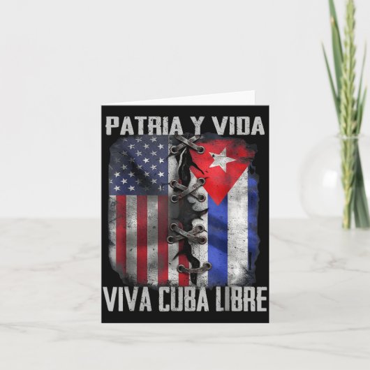Patria Y Vida Viva Cuba Libre Patriotic Retro USA カード (正面)