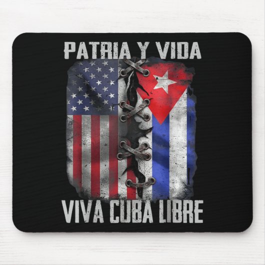 Patria Y Vida Viva Cuba Libre Patriotic Retro USA マウスパッド (正面)