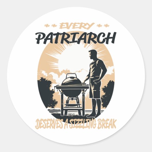 Patriarch Bbq Chefおもしろいまたはグリルおもしろい ラウンドシール (正面)