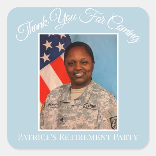 Patriceのリタイア来ルブルーに感謝 スクエアシール (正面)