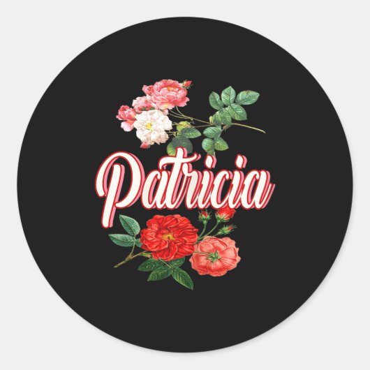 Patricia Name With Flowers  ラウンドシール (正面)
