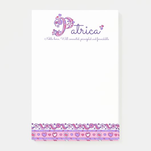 Patricia Pパーソナライズされたの名前はノートを投稿することを意味する ポストイット (正面)